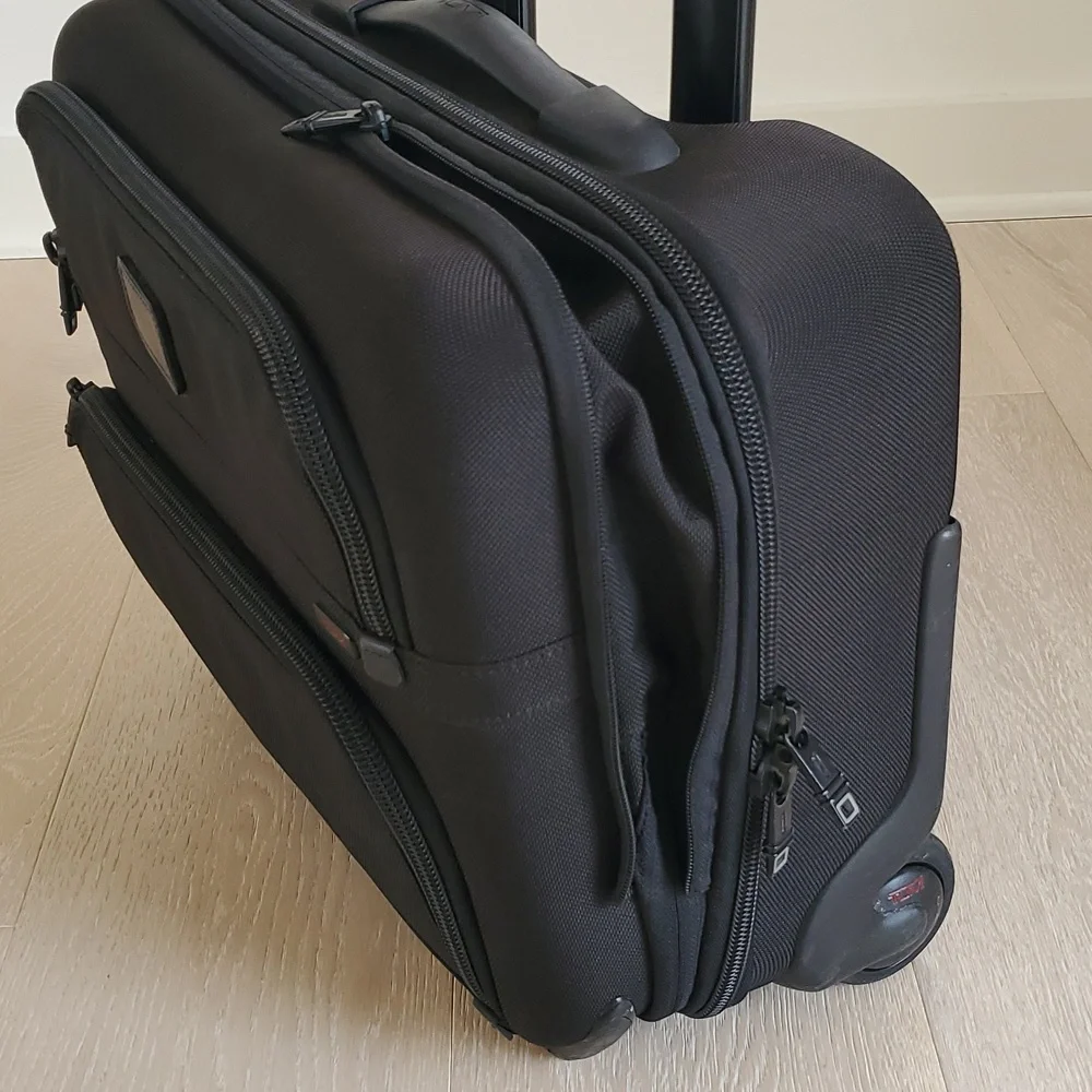 TUMI Alpha Black Ballistic Nylon Expandable Compact 2-Wheeled Brief Carry-on